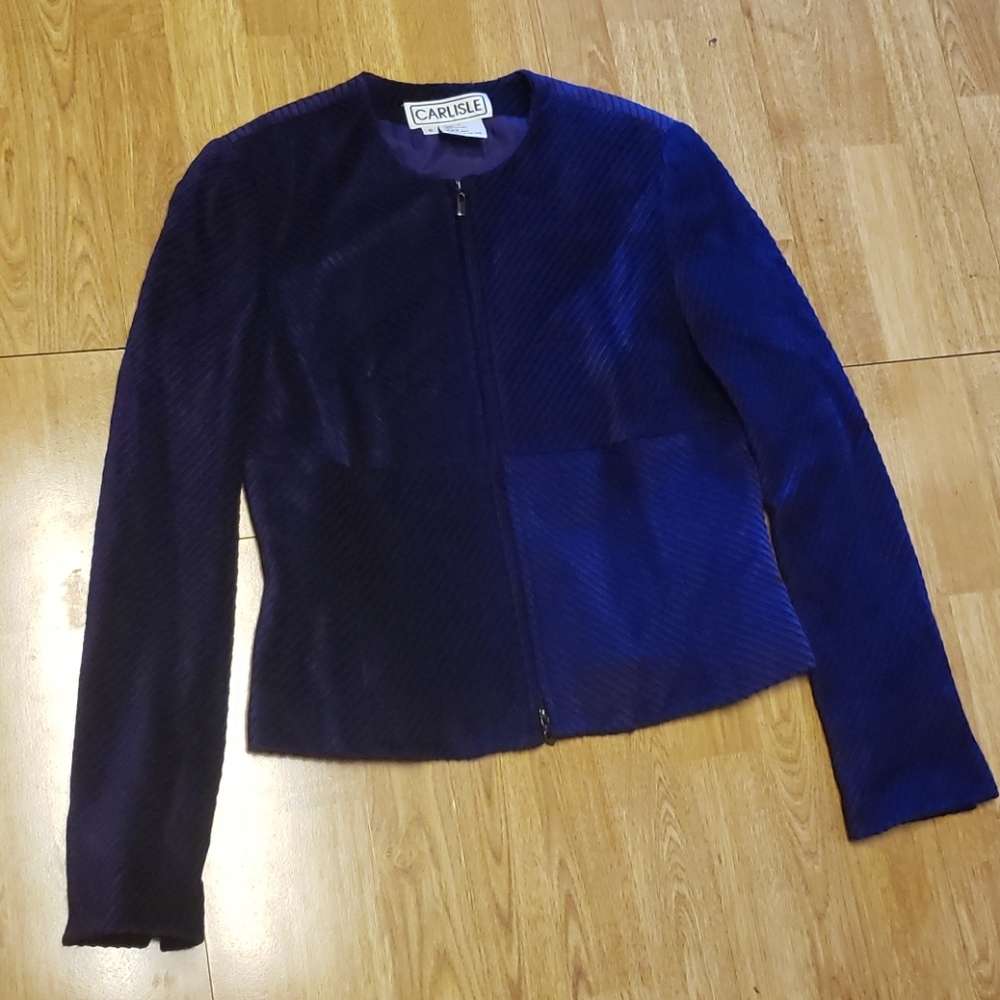 Carlisle purple double zip ribbed blazer 6